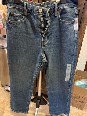 Old Navy Woman’s size 10 slouchy straight leg Relaxed Fit Blue Denim Jeans NWT